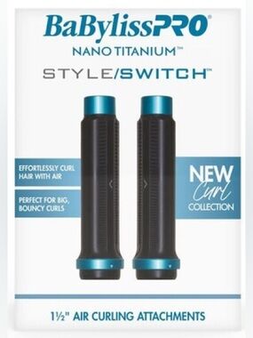 BaBylissPRO Nano Titanium Style/Switch 1½" Air Curling Attachments - Black/Teal